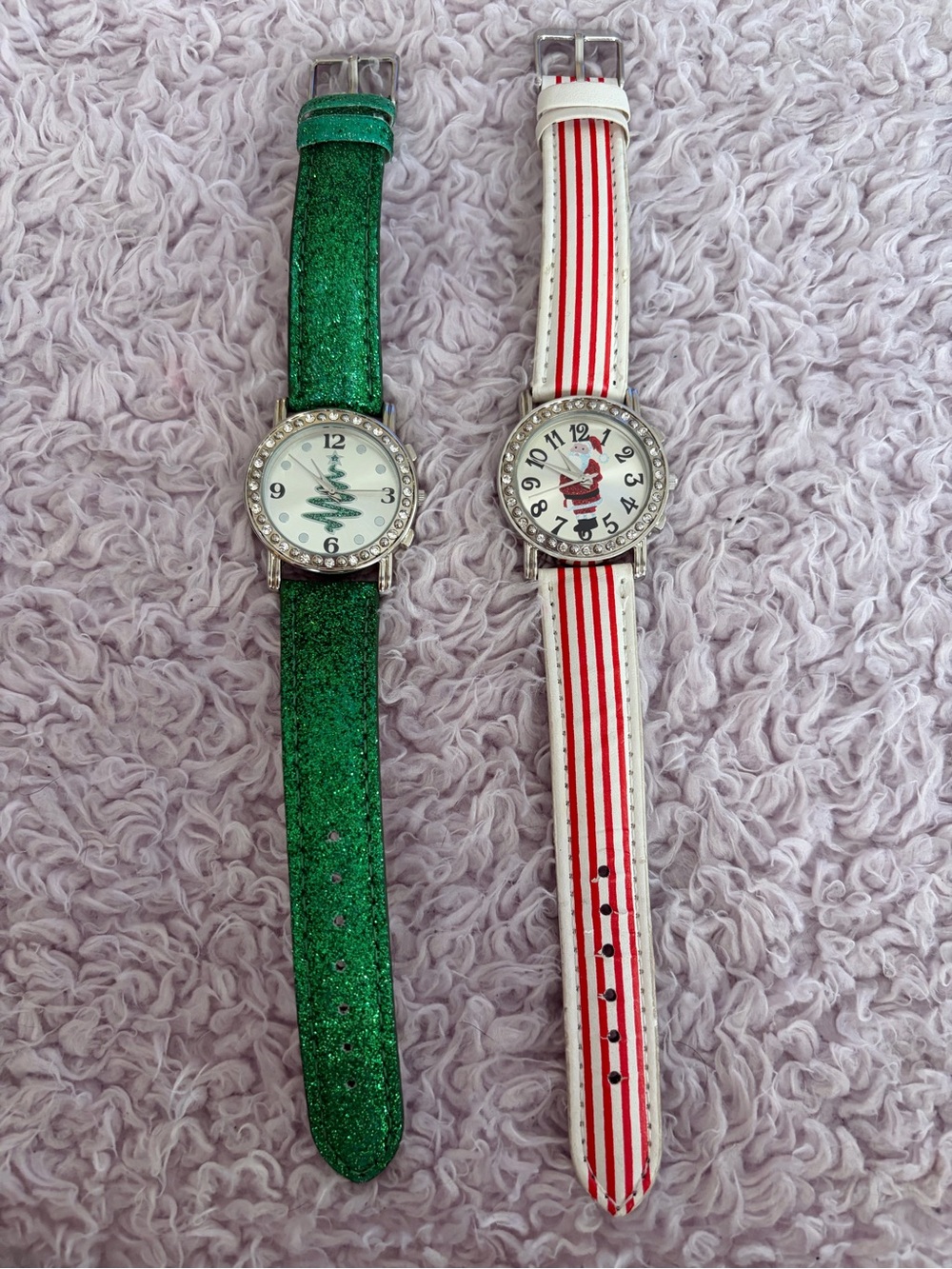 Glam & Glow Christmas Watch Lot Tree & Santa Rhinestone Holiday Quartz Watches
